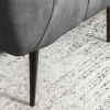 Retro Sessel NOBLESSE 105cm grau Samt schwarze Metallfüße Federkern Ziersteppung