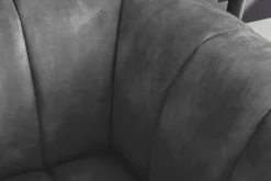 Retro Sessel NOBLESSE 105cm grau Samt schwarze Metallfüße Federkern Ziersteppung