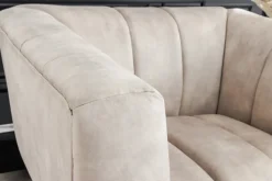 Retro Sessel NOBLESSE 105cm champagner beige Samt mit Ziersteppung