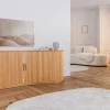 Retro Sideboard VALHALLA WOOD 180cm natur Eichenholz mit Schiebetüren