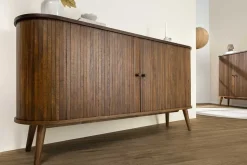 Retro Sideboard VALHALLA WOOD 160cm smoked Eichenholz Schiebetüren