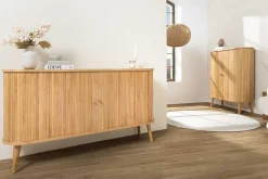 Retro Sideboard VALHALLA WOOD 160cm natur Eichenholz Schiebetüren