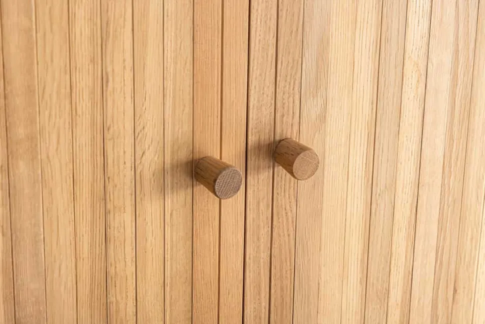 Retro Sideboard VALHALLA WOOD 160cm natur Eichenholz Schiebetüren
