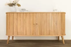 Retro Sideboard VALHALLA WOOD 160cm natur Eichenholz Schiebetüren