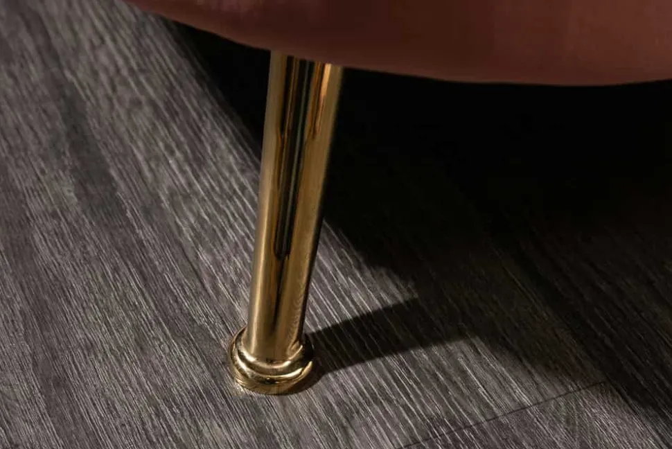 Retro 3-Sitzer Sofa ARIELLE 220cm altrosa Samt goldene Metallfüße Ziersteppung