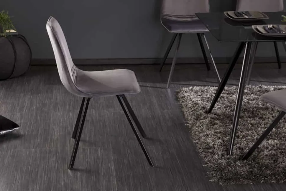 Retro Stuhl AMSTERDAM CHAIR dunkelgrau Samt Designklassiker