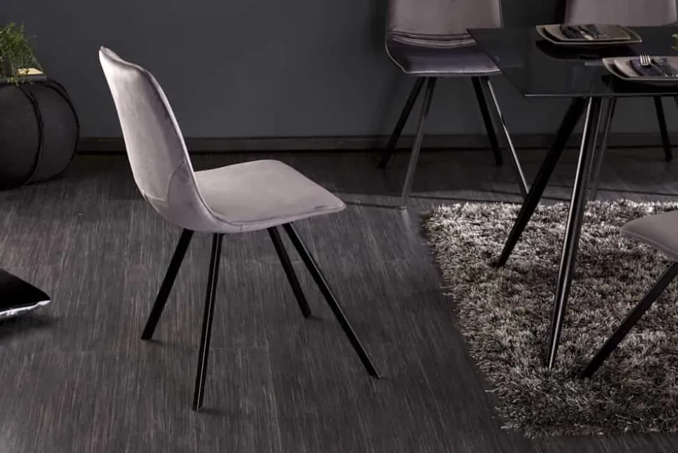 Retro Stuhl AMSTERDAM CHAIR dunkelgrau Samt Designklassiker
