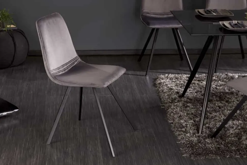 Retro Stuhl AMSTERDAM CHAIR dunkelgrau Samt Designklassiker