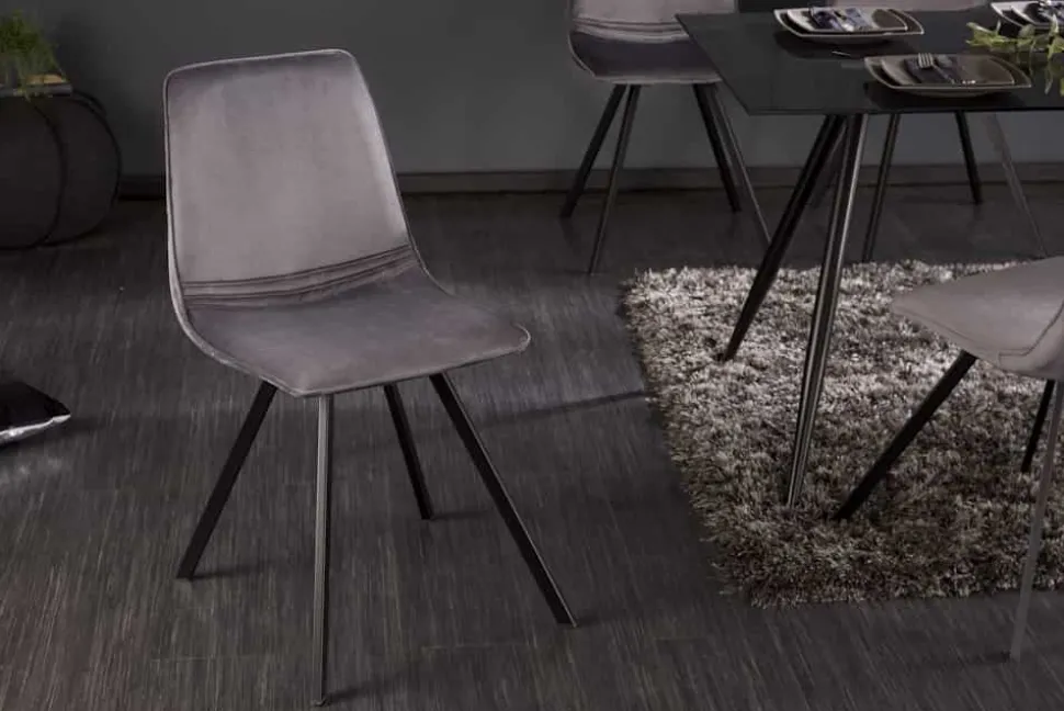 Retro Stuhl AMSTERDAM CHAIR dunkelgrau Samt Designklassiker