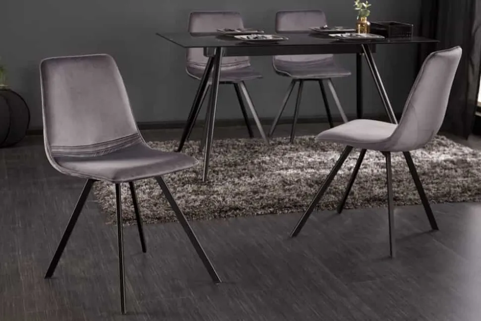 Retro Stuhl AMSTERDAM CHAIR dunkelgrau Samt Designklassiker