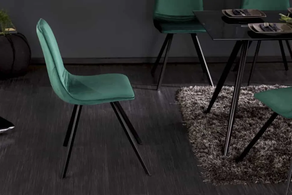 Retro Stuhl AMSTERDAM CHAIR smaragdgrün Samt Designklassiker