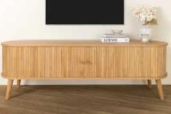 Retro TV-Board VALHALLA WOOD 160cm natur Eichenholz Schiebetüren Lowboard