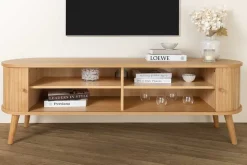 Retro TV-Board VALHALLA WOOD 160cm natur Eichenholz Schiebetüren Lowboard