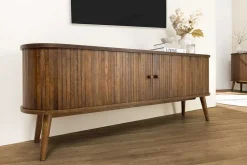 Retro TV-Board VALHALLA WOOD 160cm smoked Eichenholz Schiebetüren Lowboard