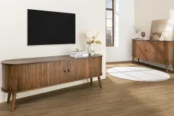 Retro TV-Board VALHALLA WOOD 160cm smoked Eichenholz Schiebetüren Lowboard