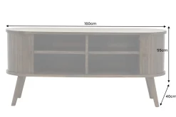 Retro TV-Board VALHALLA WOOD 160cm smoked Eichenholz Schiebetüren Lowboard