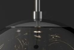 Runde Hängelampe LIQUID DIAMOND 20cm smoke Glas Stahl Kugelleuchte