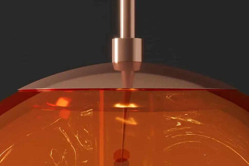 Runde Hängelampe LIQUID DIAMOND 20cm kupfer Glas Stahl Kugelleuchte