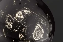 Runde Hängelampe LIQUID DIAMOND 35cm smoke Glas Stahl Kugelleuchte