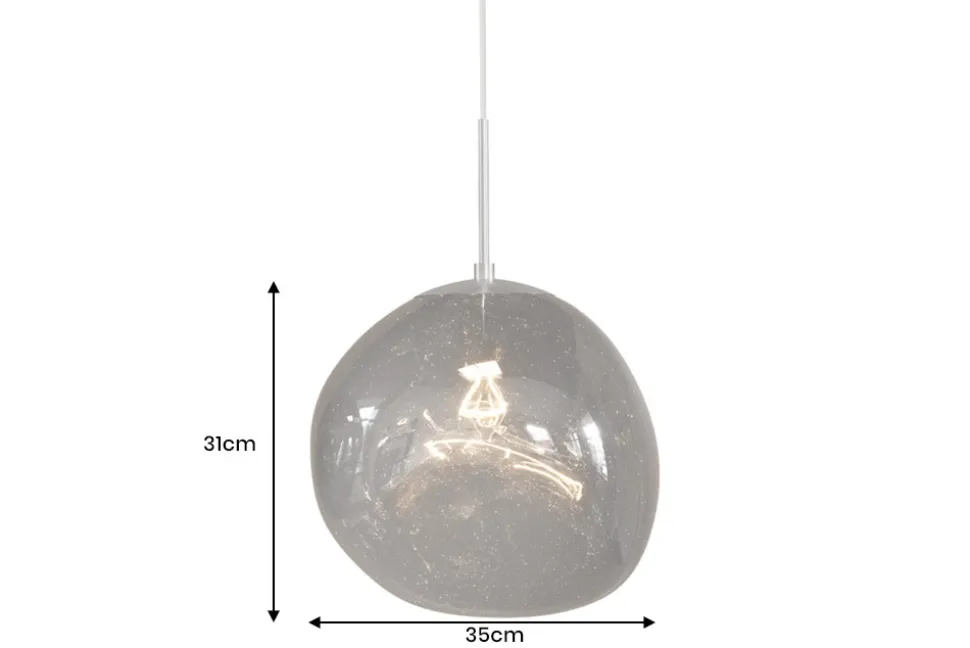Runde Hängelampe LIQUID DIAMOND 35cm smoke Glas Stahl Kugelleuchte