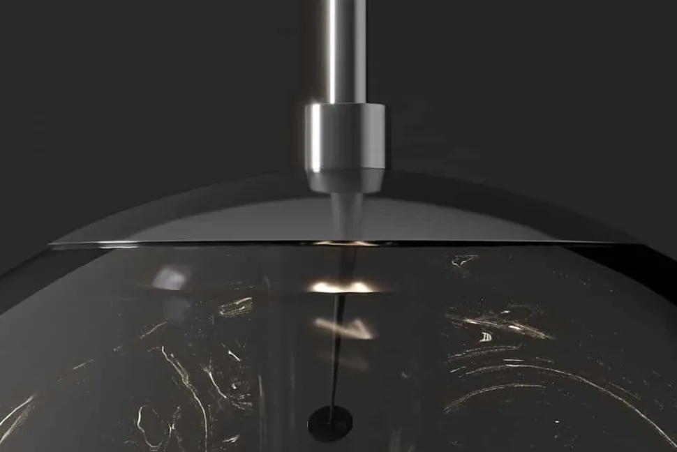 Runde Hängelampe LIQUID DIAMOND 35cm smoke Glas Stahl Kugelleuchte