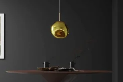Runde Hängelampe LIQUID DIAMOND 20cm gold Glas Stahl Kugelleuchte