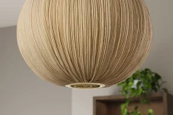 Runde Hängelampe ORGANIC 45cm natur Stoffschirm Boho