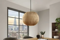 Runde Hängelampe ORGANIC 45cm natur Stoffschirm Boho