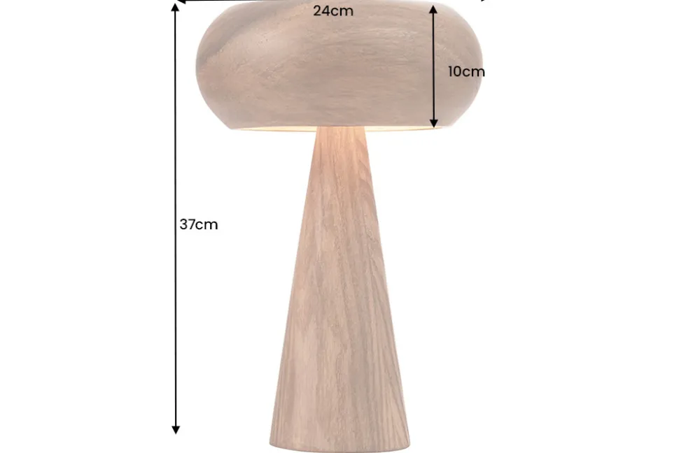Runde Tischlampe ALVA 40cm natur Akazienholz Eisen Tischleuchte