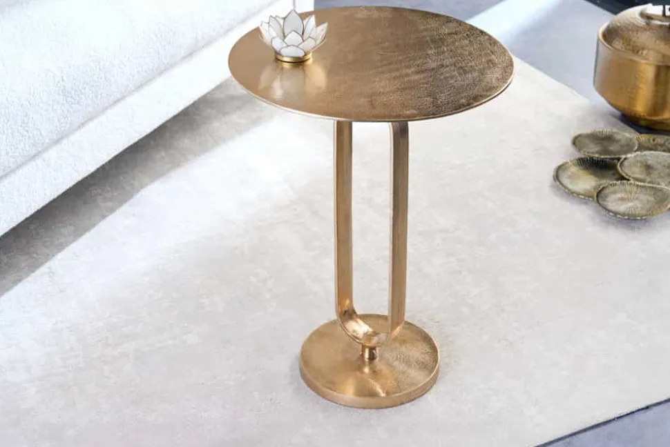 Runder Beistelltisch ELEGANCE 60cm gold Metall Aluminium handmade