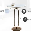 Runder Beistelltisch ELEGANCE 60cm weiß gold antik Marmor Metall Aluminium handmade