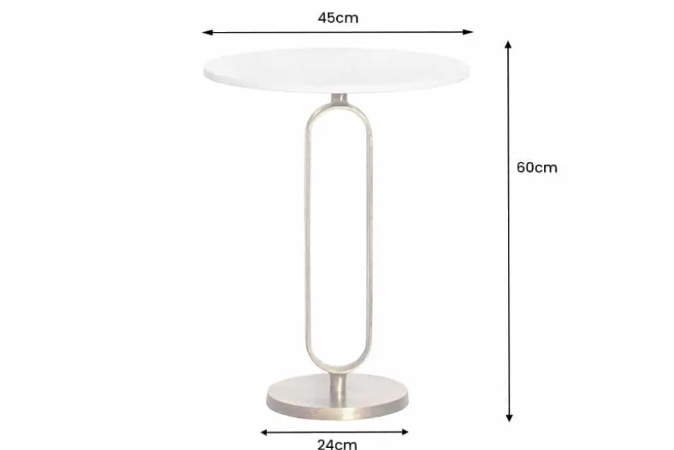 Runder Beistelltisch ELEGANCE 60cm weiß gold antik Marmor Metall Aluminium handmade