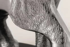 Runder Beistelltisch ELEPHANT 80cm silber Metall Glas Marmor Skulptur handmade