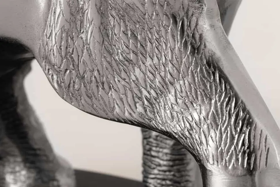 Runder Beistelltisch ELEPHANT 80cm silber Metall Glas Marmor Skulptur handmade