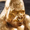 Runder Beistelltisch KONG 50cm gold Metall Glas Affenfigur Gorilla Skulptur