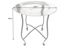 Runder Beistelltisch MARRAKESCH 50cm silber Teetisch abnehmbares Tablett klappbar