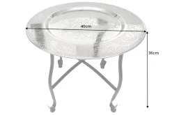Runder Beistelltisch MARRAKESCH 40cm silber Teetisch abnehmbares Tablett klappbar