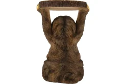 Runder Beistelltisch SLOTH 50cm grau braun Faultier-Skulptur handmade