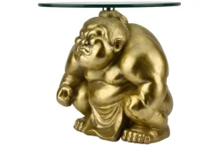Runder Beistelltisch SUMO 30cm gold Skulptur handmade