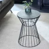 Runder Beistelltisch VARIATION 45cm schwarz Metallgestell Eisen handmade