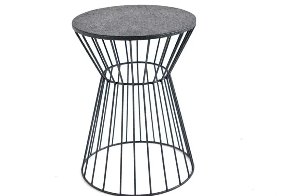 Runder Beistelltisch VARIATION 45cm schwarz Metallgestell Eisen handmade
