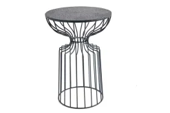 Runder Beistelltisch VARIATION 55cm schwarz Eisen Metallgestell handmade