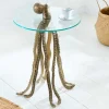 Runder Beistelltisch WILDLIFE OCTOPUS 70cm messing gold Metall Glas Skulptur handmade