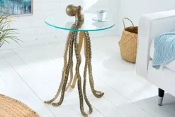 Runder Beistelltisch WILDLIFE OCTOPUS 70cm messing gold Metall Glas Skulptur handmade