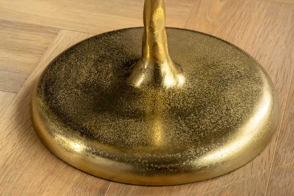 Runder Beistelltisch WILDLIFE PEACOCK 60cm gold Glasplatte Metall Pfauen-Skulptur