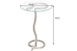 Runder Beistelltisch WILDLIFE SNAKE 65cm kupfer antik Metall Glas handmade