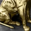 Runder Beistelltisch WILDLIFE LION 60cm gold antik Metall Glas Löwen Skulptur