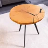 Runder Couchtisch ARBOR 55cm natur Eiche Massivholz schwarz Metall Beistelltisch