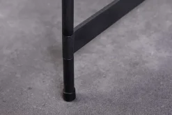 Runder Couchtisch FUSION 70cm Baumscheibe Eiche schwarz Metall Beistelltisch
