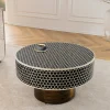 Runder Couchtisch HARMONY NATURE 60cm schwarz weiß gold mit Mosaik